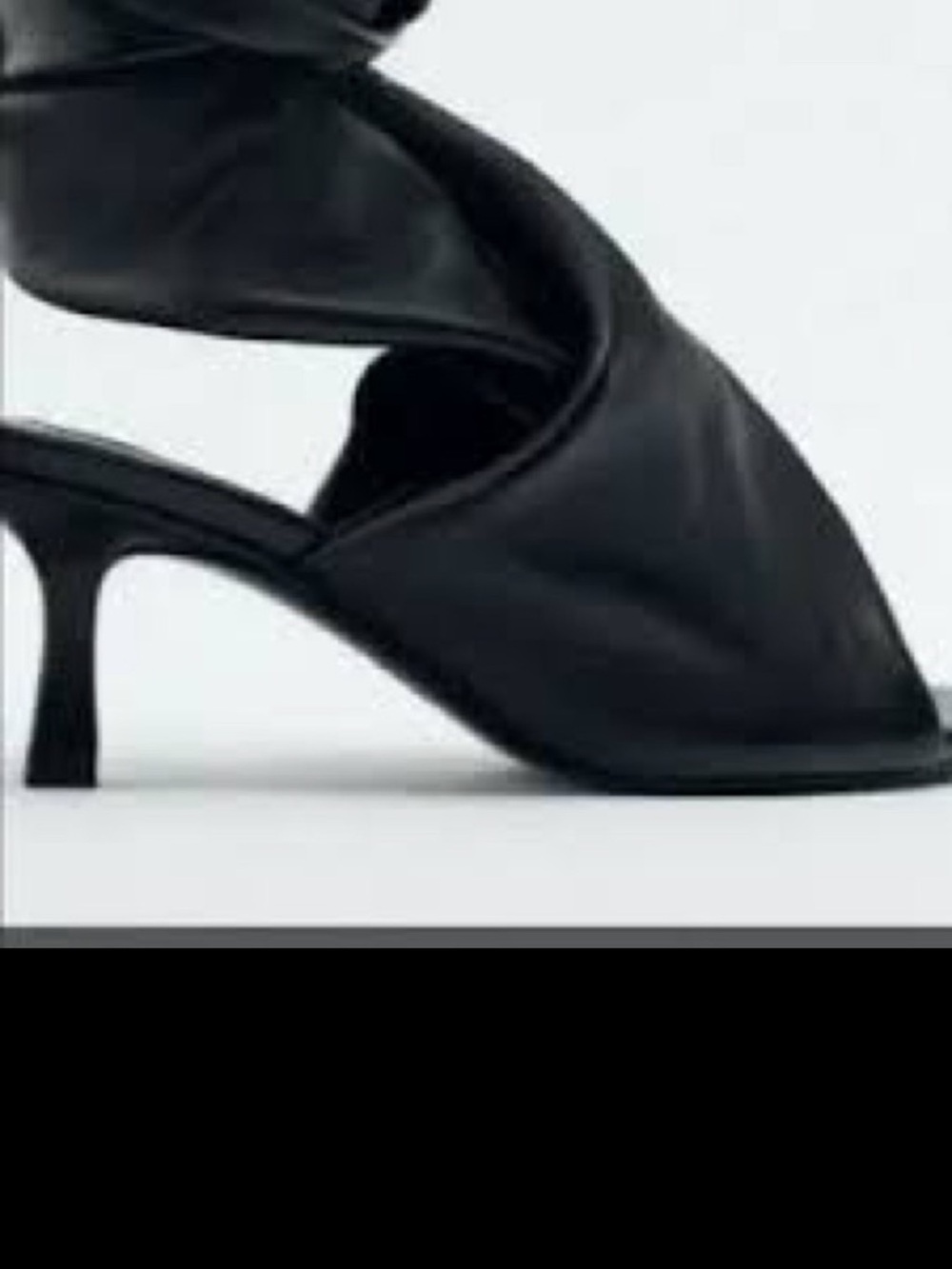 Zara Limited Edition Leather Tied Heeled Sandals - Black - Picture 4 of 9